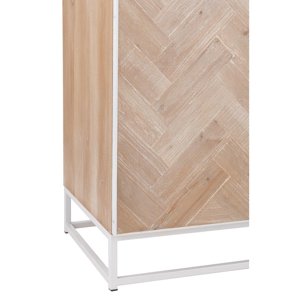 J-Line Schrank Hoch 2 Türen Zickzack – Holz/Metall – Natur/Weiß
