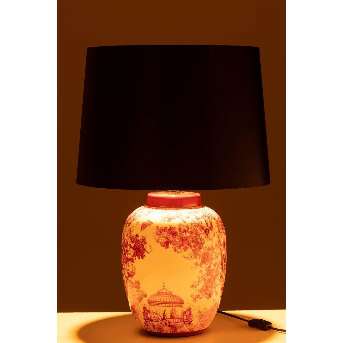 J-Line Lampe+Lampenschirm Moriko Porzellan Schwarz/Rot/Weiß