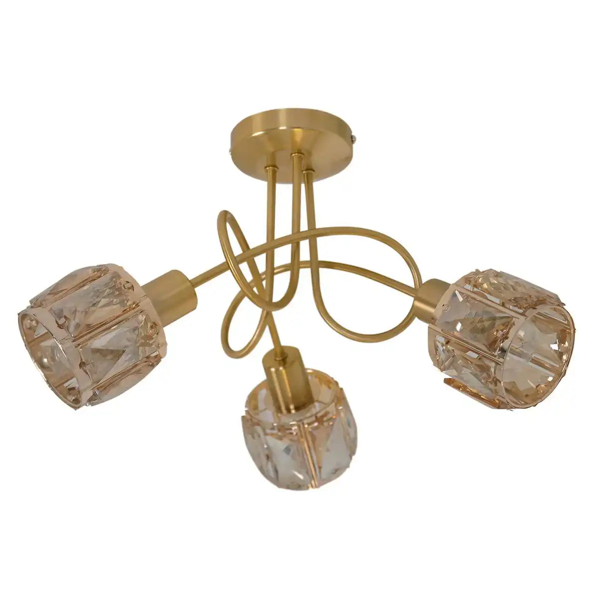 3er LED-Spot "JOSEFA" Gold, Deckenlampe aus Metall und Glas in Gold für Wohnzimmer, Schlafzimmer, Esszimmer, mit E14-Fassung, für Esszimmer, Wohnzimmer, Diele oder Büro, Ø38 cm