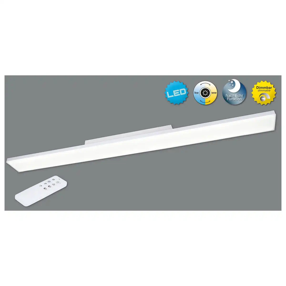 LED Panel-Deckenleuchte "CARENTE" Länge 119,5 cm, rahmenlos, viele Funktionen, aus Metall und Kunststoff, weiß, integrierte LEDs