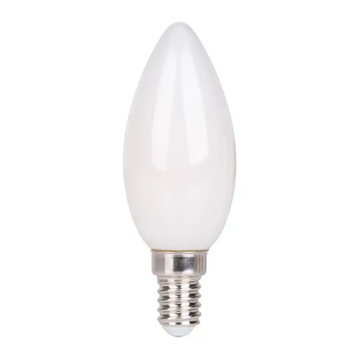 6er-Set LED Leuchtmittel mit E14-Fassung, Kerzenform 4 Watt, aus Metall und Glas, milchig