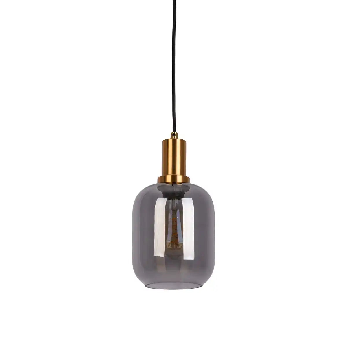 1er Pendelleuchte "FUMO", Pendellampe aus Metall und Glas in Schwarz, mit E14-Fassung, für Esszimmer, Wohnzimmer, Diele oder Büro, Hängelampe 150 x 20 cm