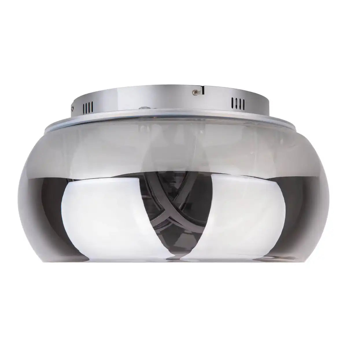 LED Deckenleuchte "MALOU" Ø 45 cm, 23,5 cm hoch, aus Metall, Rauchglas, integrierte LEDs, warmweiß