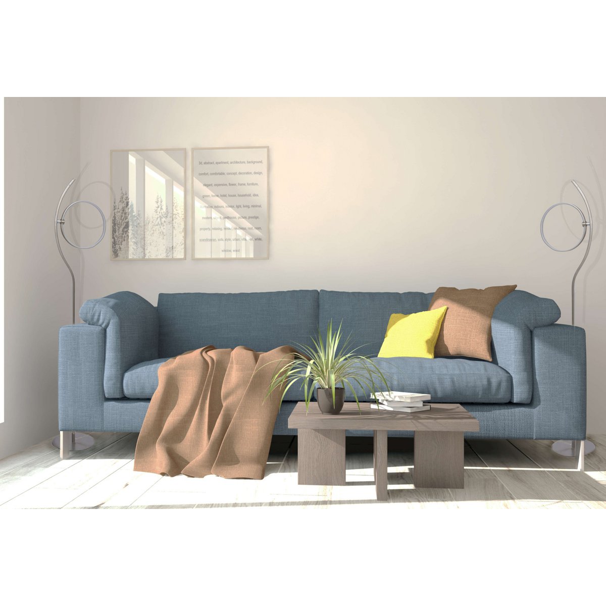 LED-Stehleuchte "LOOP LINE" 150 cm hoch, mit integriertem LED-Stripe, aus Metall und Kunststoff