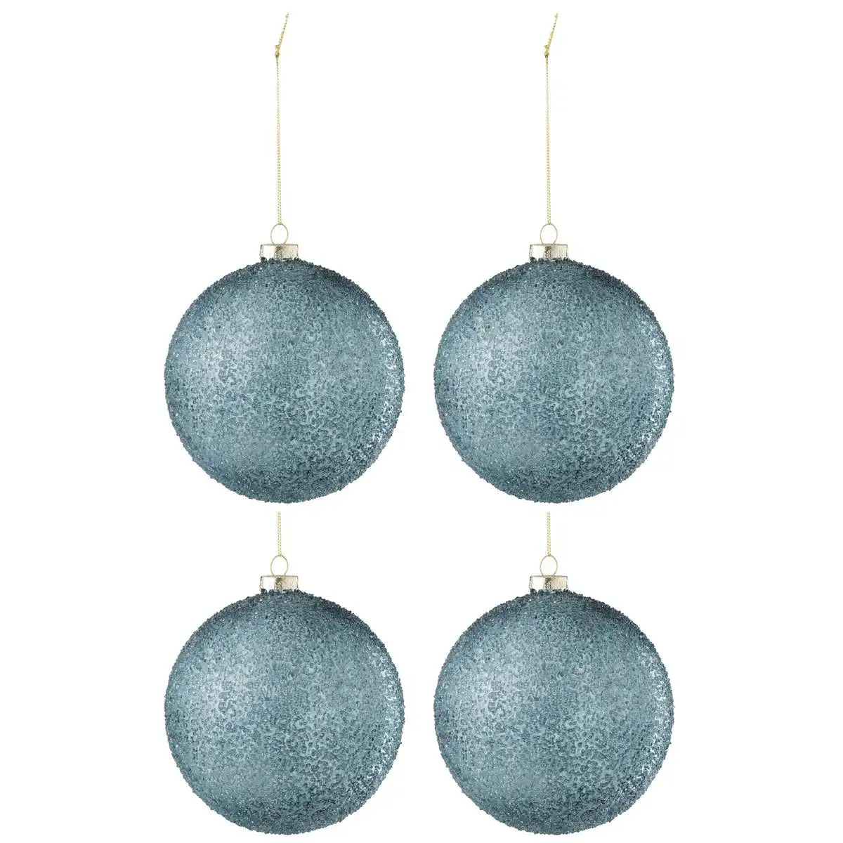 J-Line Weihnachtskugel Perlen – Glas – Blau – groß – 4er-Box