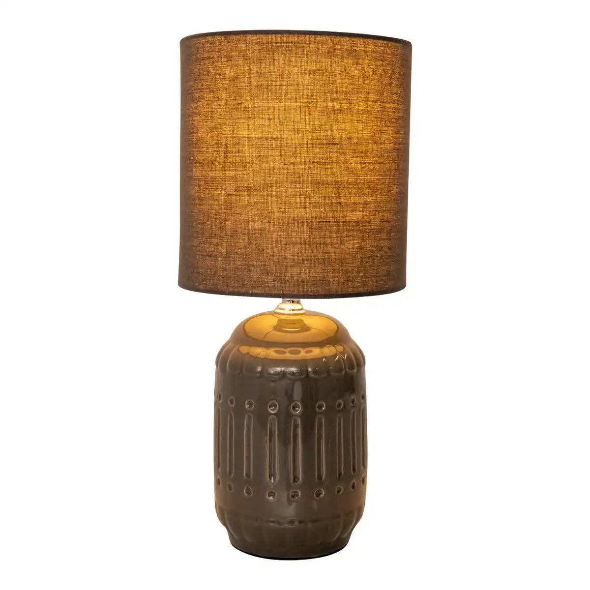 Keramik Tischleuchte "ERIDA", Tischlampe aus Keramik in Grau, mit E14-Fassung, für Esszimmer, Wohnzimmer, Diele oder Büro, Tischleuchten innen