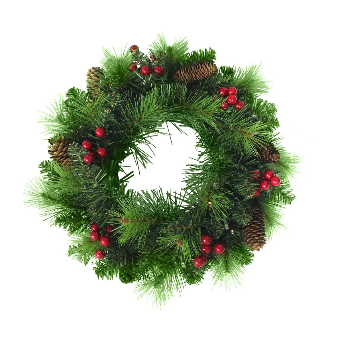 LED-Weihnachtskranz "NOEL" Außen-Deko aus Metall und Kunststoff in Grün und Gold, mit fest verbauten LEDs