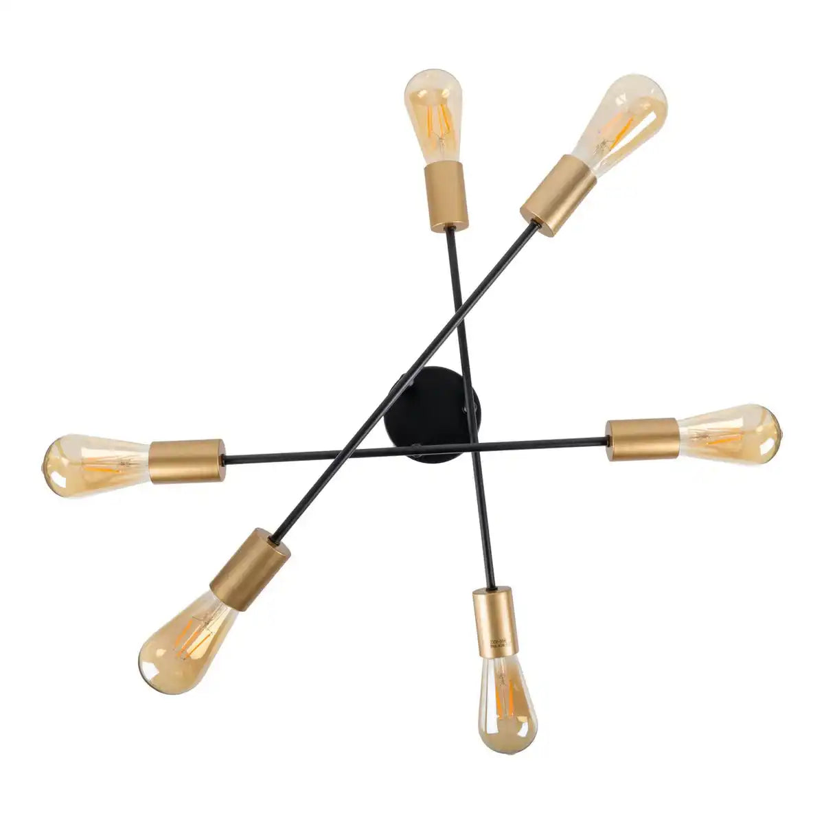 Deckenleuchte "MODO" 6-flammig aus Metall in Schwarz,, Fassungen Gold, E27-Fassung, Deckenlampe für Wohnzimmer, Esszimmer, Küche, Diele, Flur oder Büro mit einem Øvon 54,5 cm