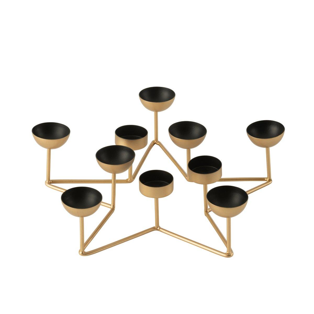 J-Line Teelicht Stern Metall Schwarz/Gold