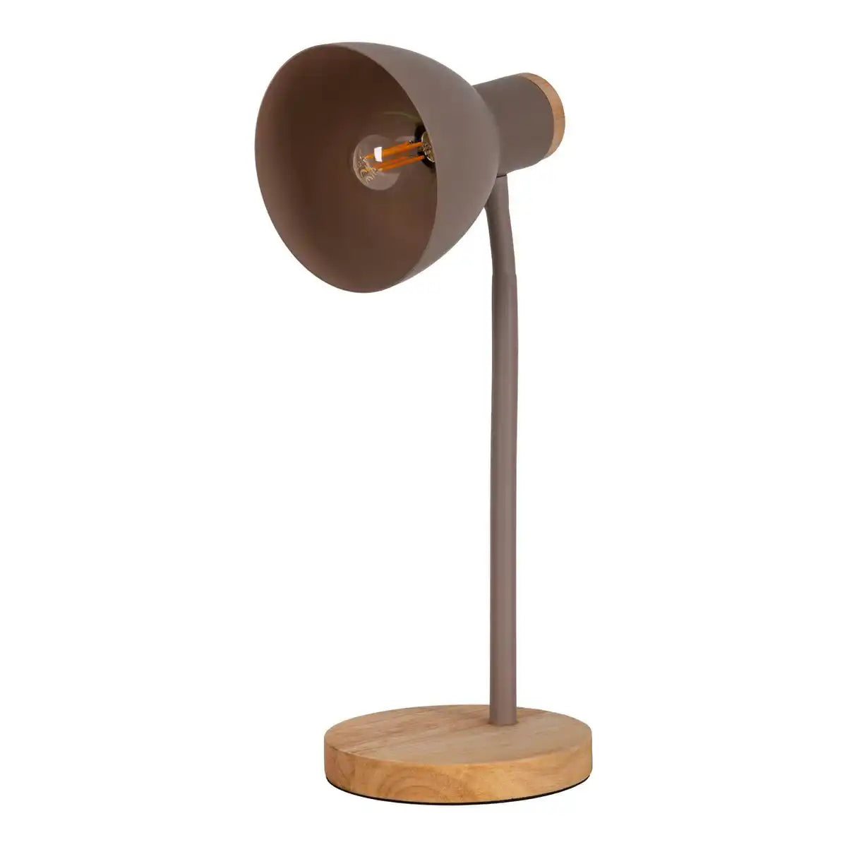 Schreibtischleuchte "MARIE" aus Metall und Holz, E14, Braun, 36,5 cm hoch