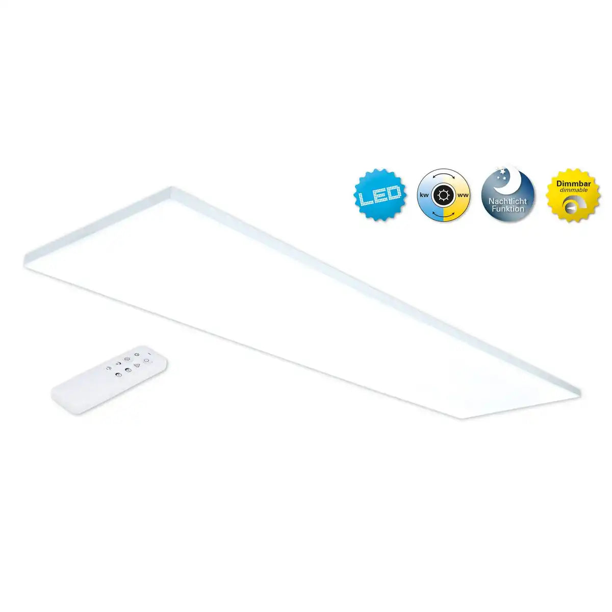 LED Panel-Deckenleuchte "CARENTE" Länge 119,5 cm, rahmenlos, viele Funktionen, aus Metall und Kunststoff, weiß, integrierte LEDs