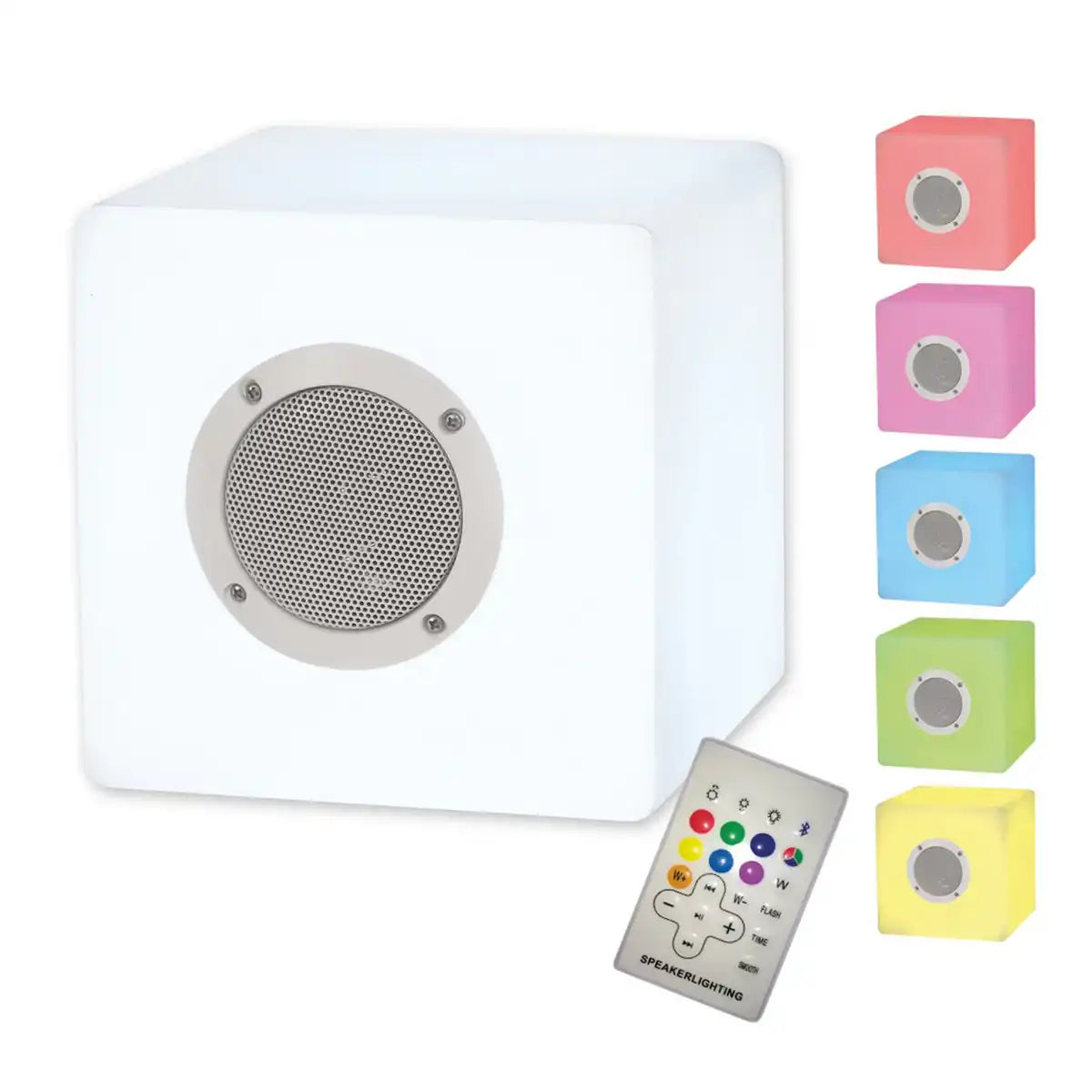 Deko-Würfel mit Bluetooth "CUBE" aus Metall und Kunststoff, mit Farbwechsler und integrierten LEDs