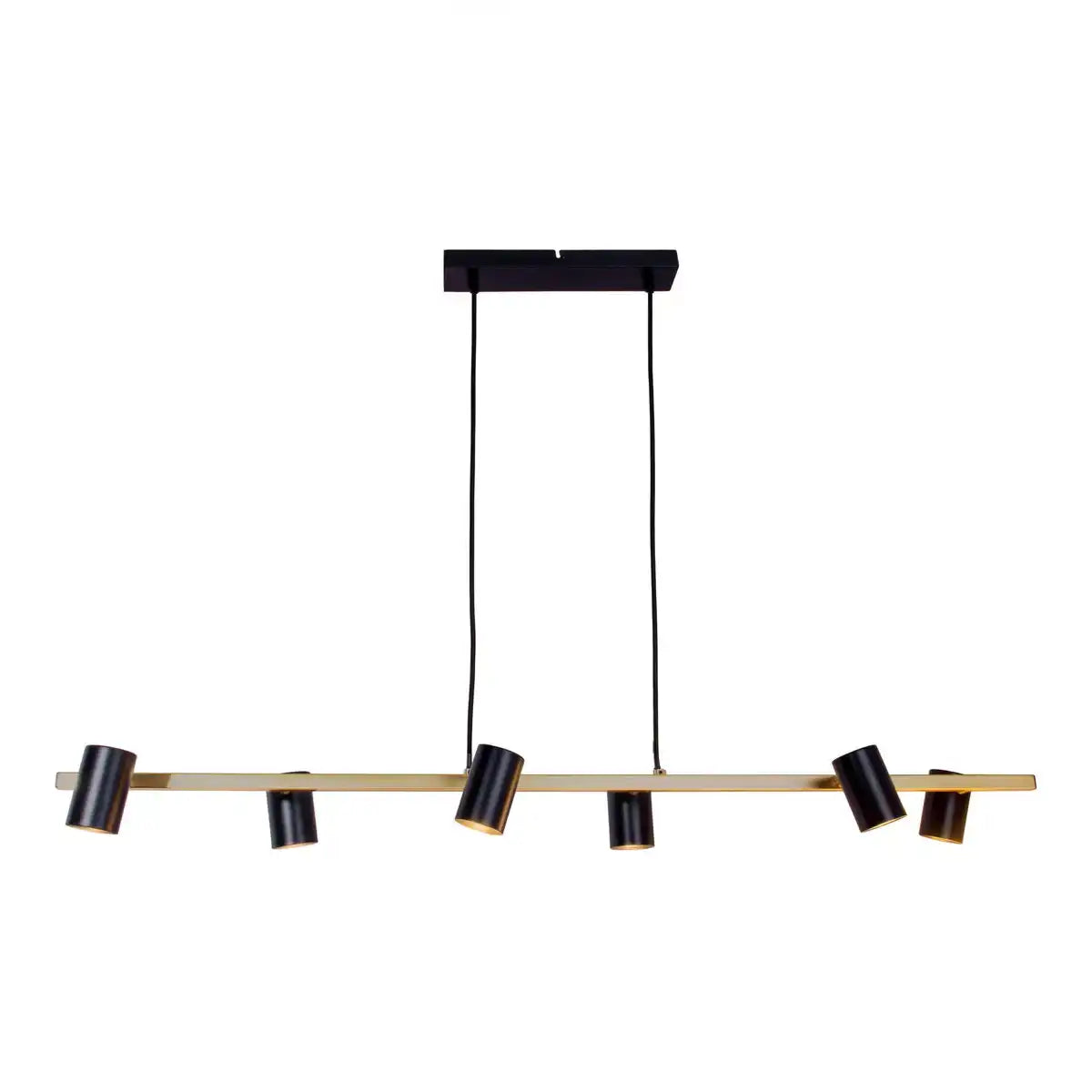 6er Pendelleuchte "FRIDA" in Metall schwarz / Gold, Hängeleuchte, GU10, Pendellampe für Esszimmer, Wohnzimmer, Diele oder Büro, 115 cm lang