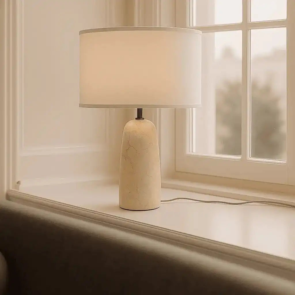 Charlotte Marmorlampe mit Baumwollschirm – Elegante Beleuchtung für Ihr Zuhause