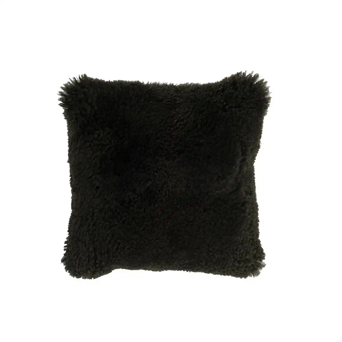 J-Line Kissen Square Sheepskin – Polyester – dunkelgrün