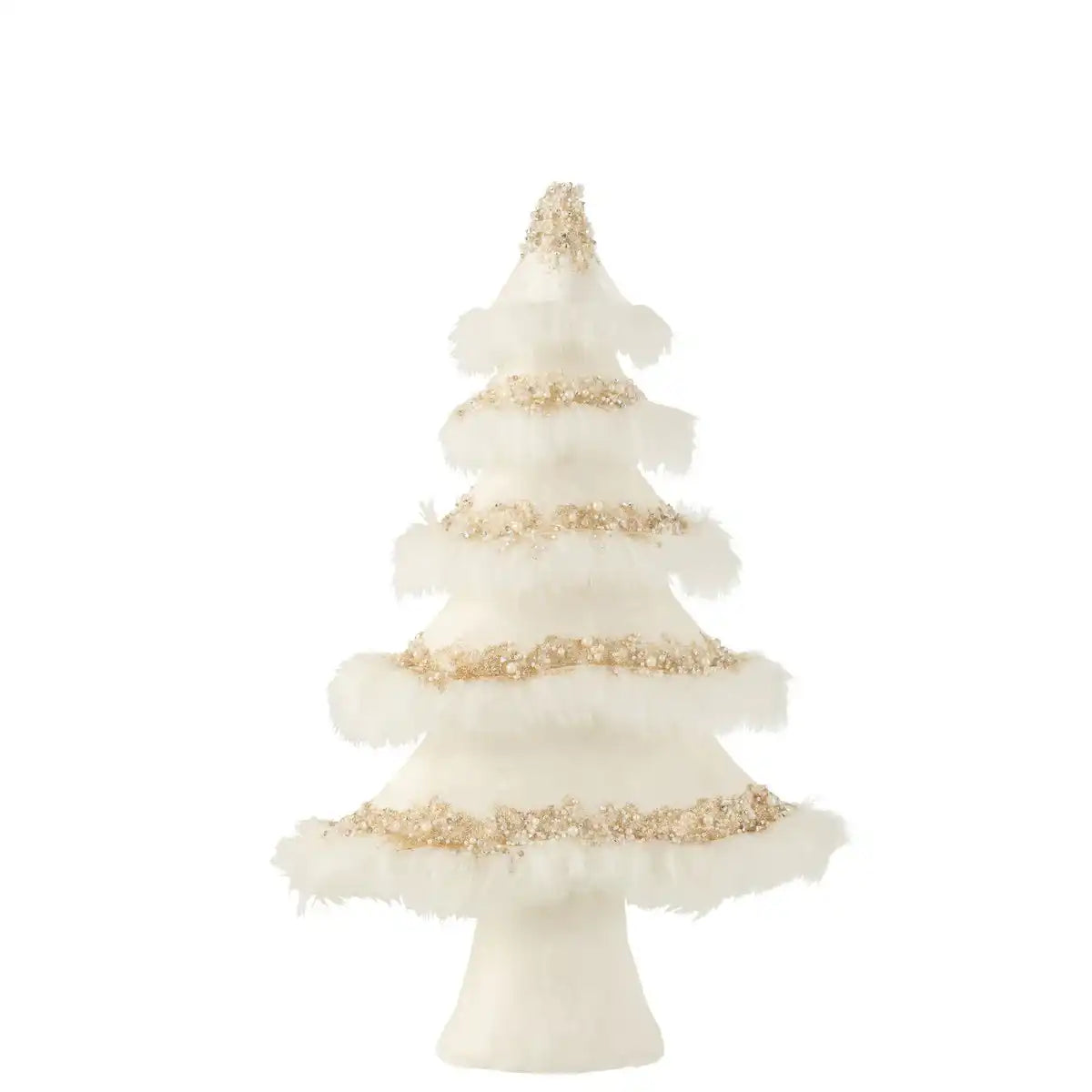 J-Line Weihnachtsbaum – Kunststoff/Samt – Ecru