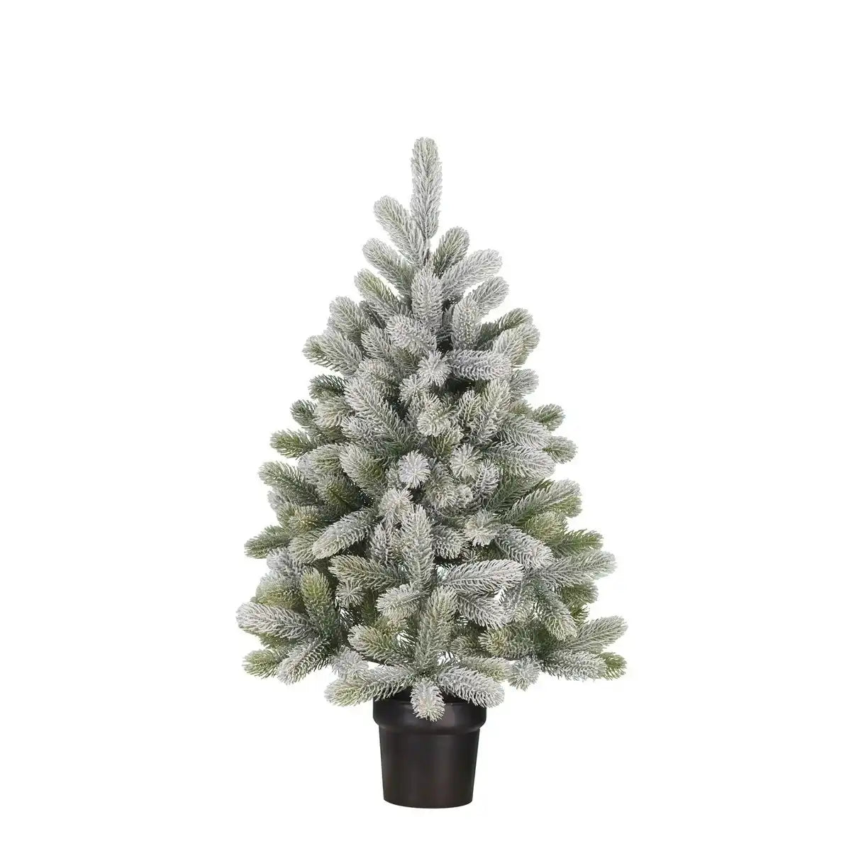 Künstlicher Weihnachtsbaum im Topf – H90 x Ø55 cm – Grün gefrostet