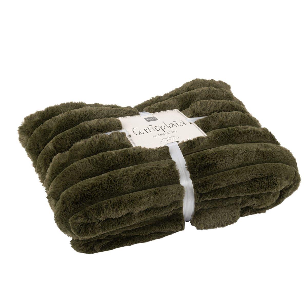 Decke Plaid Large Cord Polyester Couchdecke Dunkelgrün