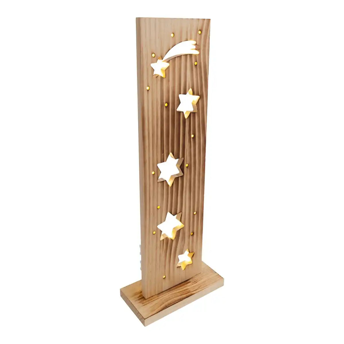 LED-Holz-Dekoleuchte "STERNE", aus naturbelassenem Holz mit festverbauten LEDs, Weihnachtsdekoration für Außen