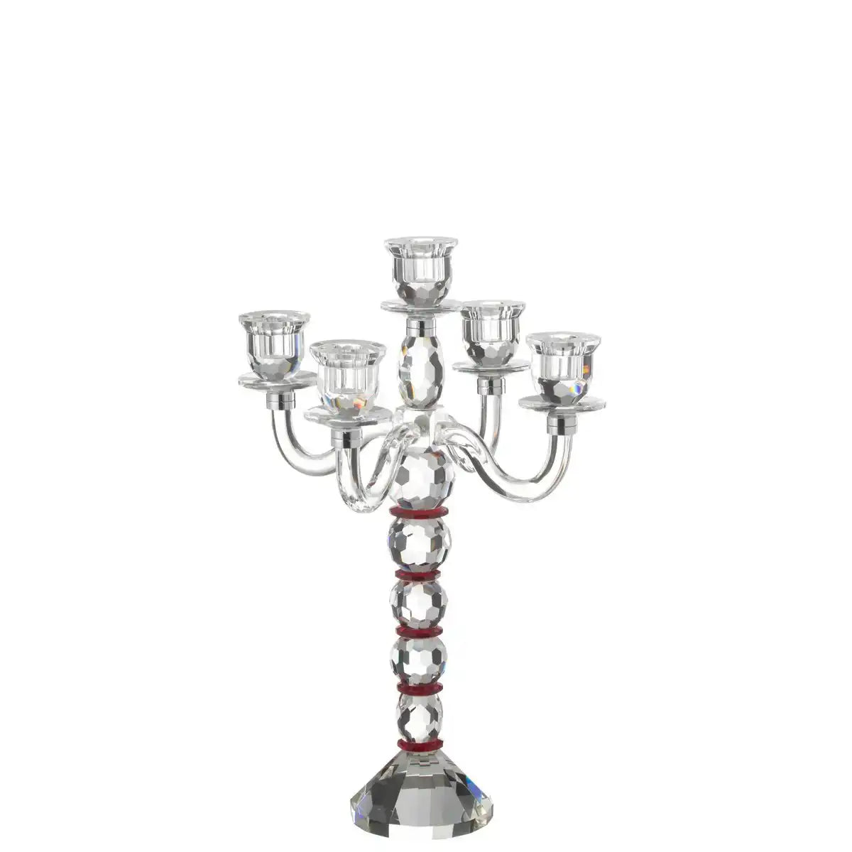 J-Line Kerzenhalter Annie 5 Arme Rot/Transparent