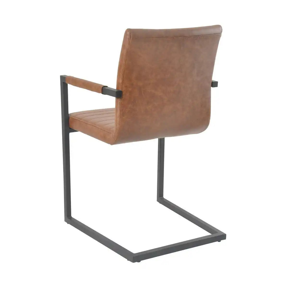 2er Set Armlehnstuhl Esszimmerstuhl hellbraun Kunstleder-Optik - HomeDesign Knaus