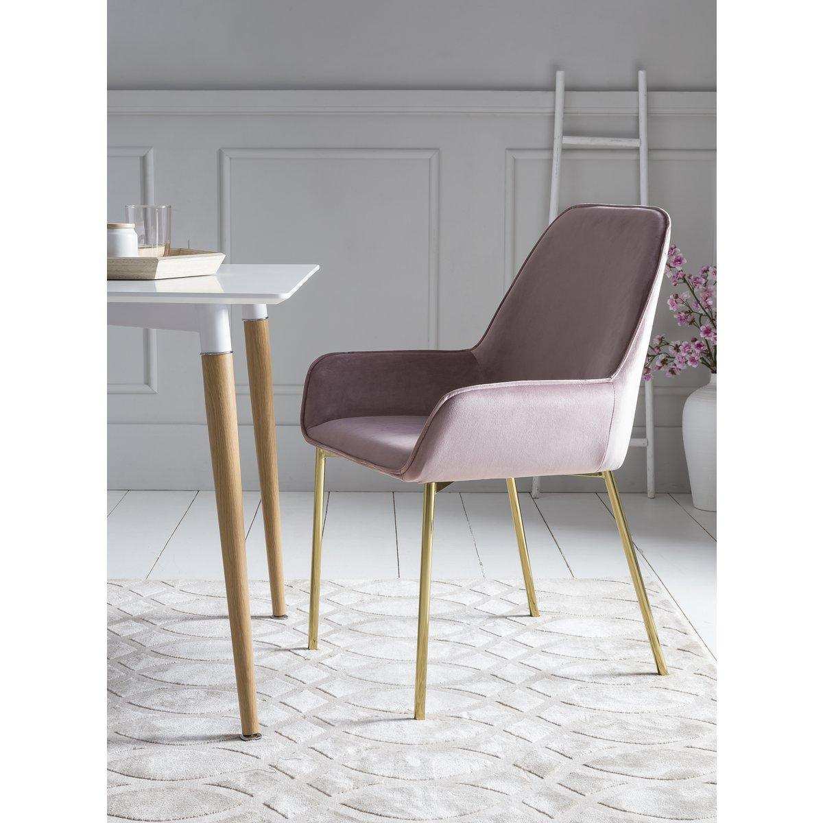 2er Set Armlehnstuhl Esszimmerstuhl rose Samt Polster - HomeDesign Knaus