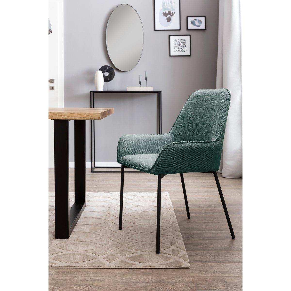 2er Set Armlehnstuhl Esszimmerstuhl Strukturstoff tannengrün, grob - HomeDesign Knaus