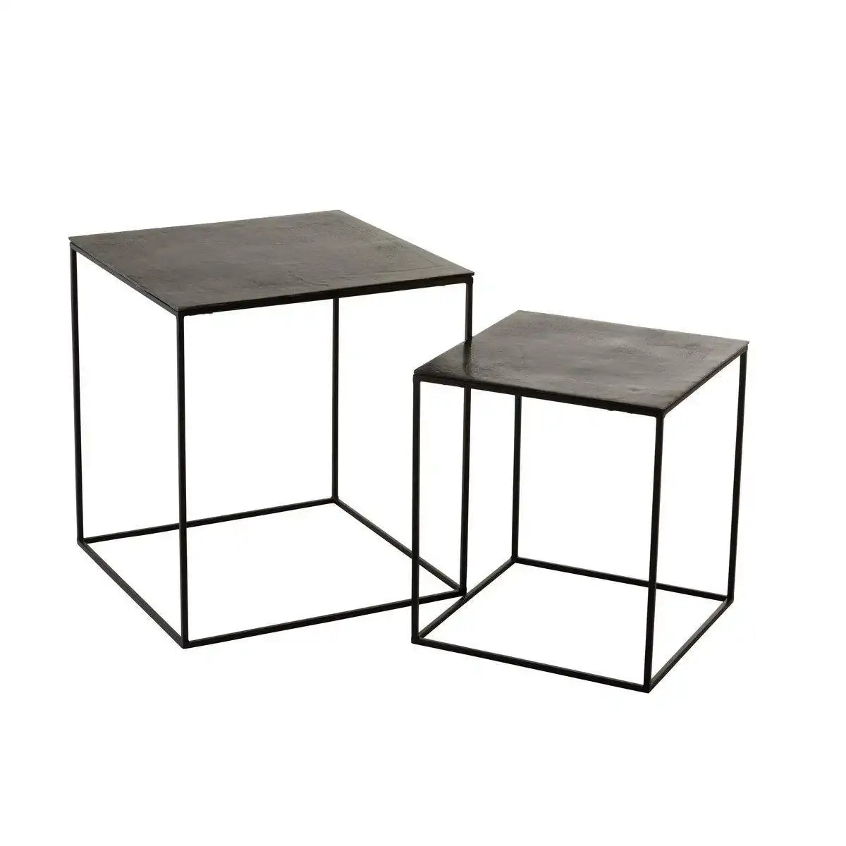 2er Set Beistelltisch Oxidize Aluminium/Eisen Schwarz/Grün - HomeDesign Knaus