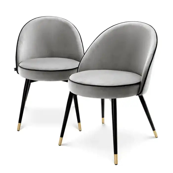 2er Set Cooper Esszimmerstuhl Samt Beine in Schwarz und Messing-Finish - HomeDesign Knaus