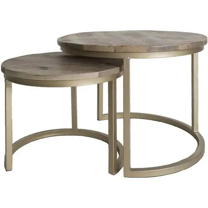 2er-Set Couchtisch Bart Gold Mahgoholz - HomeDesign Knaus