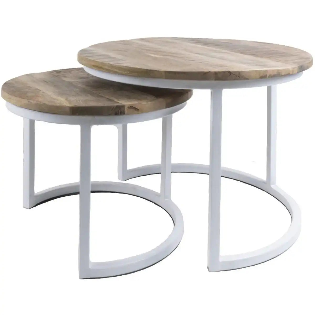 2er-Set Couchtisch Bart Weiß Mangoholz - HomeDesign Knaus