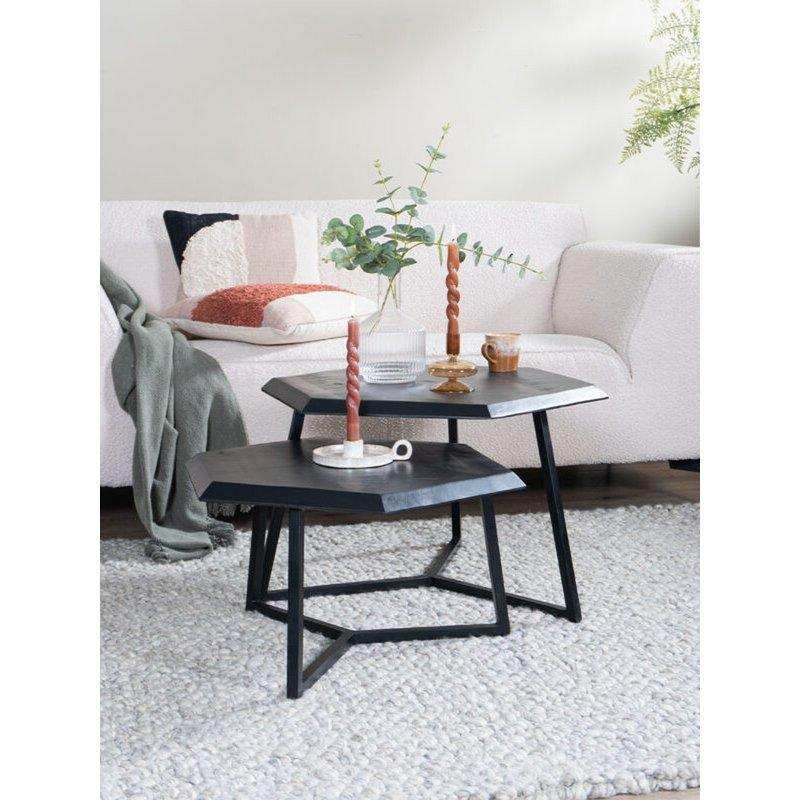 2er-Set Couchtisch Kiara Achteckige Tische Schwarz Holztisch - HomeDesign Knaus