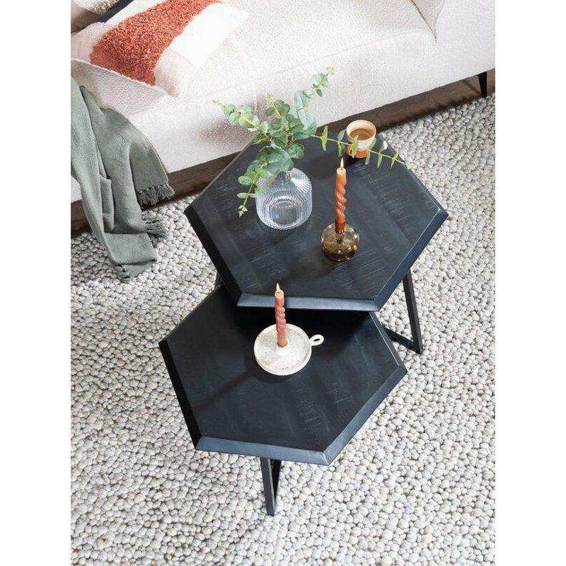 2er-Set Couchtisch Kiara Achteckige Tische Schwarz Holztisch - HomeDesign Knaus