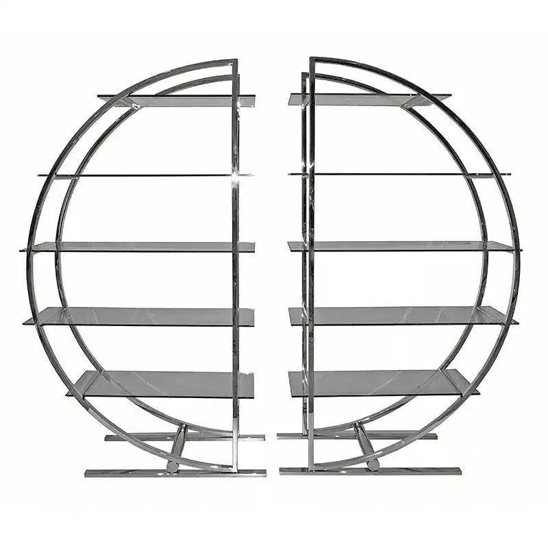 2er Set Designer Milan Regal Vitrine Hochglanz Poliert mit Klarglas Handanfertigung - HomeDesign Knaus