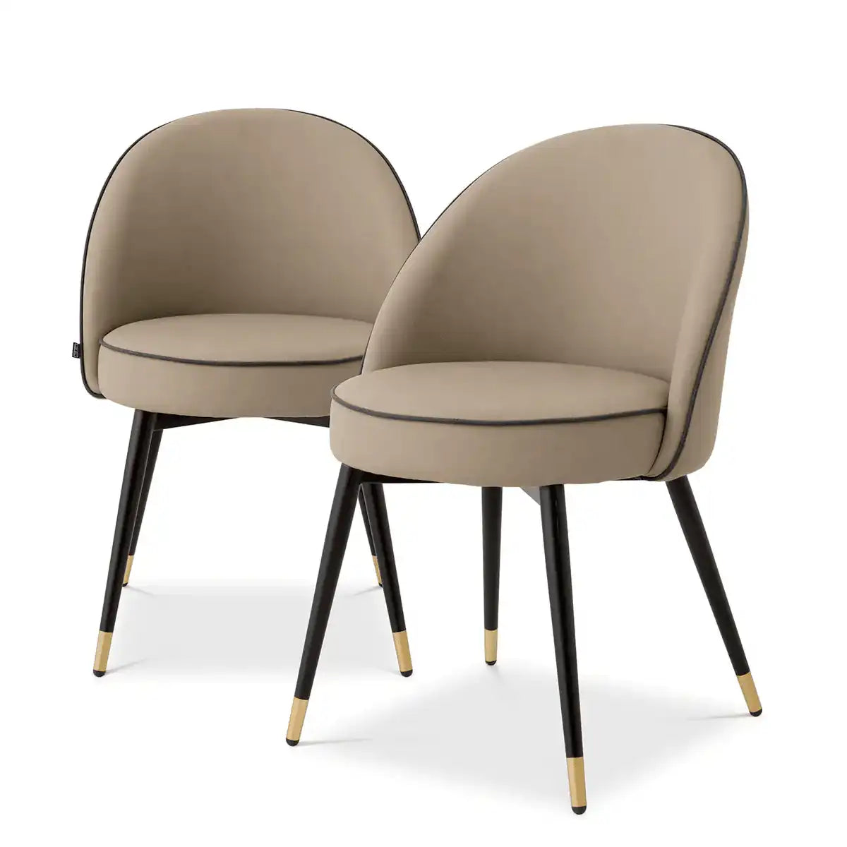 2er Set Esszimmerstuhl Kunstleder Messing-Finish Stuhl - HomeDesign Knaus