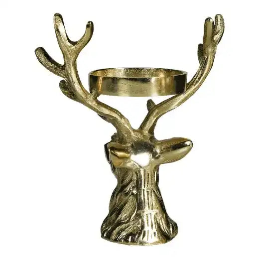 2er Set Kerzenständer Hirsch Champagner gold - HomeDesign Knaus