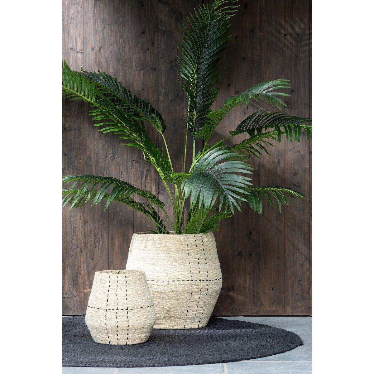 2er-Set Korb mit gepunkteten Linien, Seegras, Natur/Schwarz - HomeDesign Knaus
