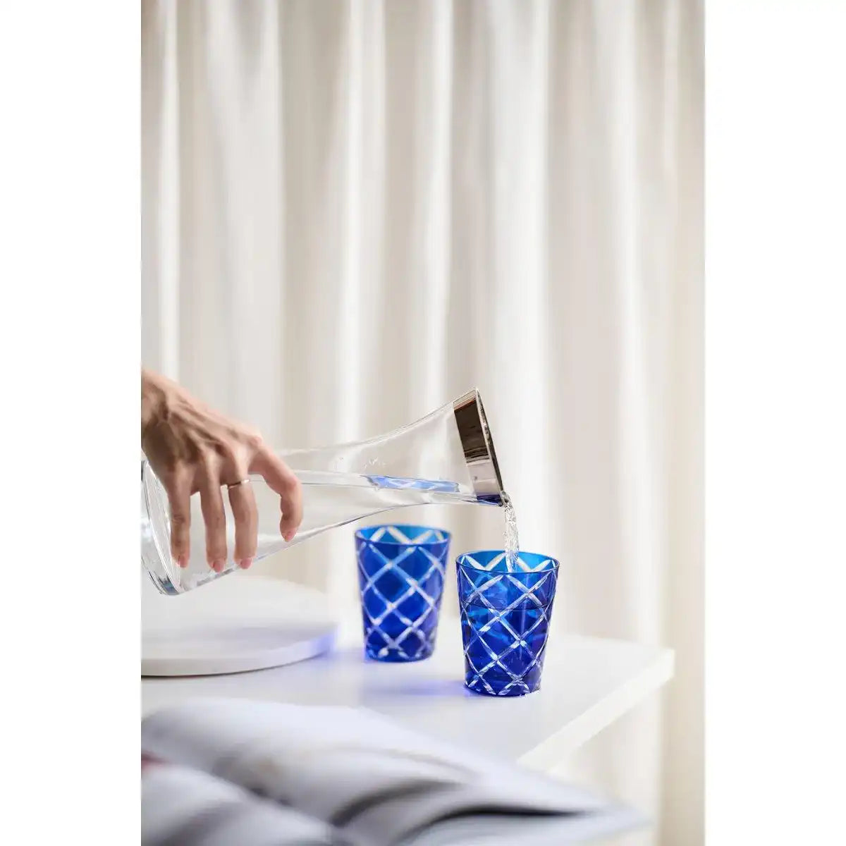 2er Set Kristallglas Gläser Becher Dio blau Rubin rot H 10 cm - HomeDesign Knaus