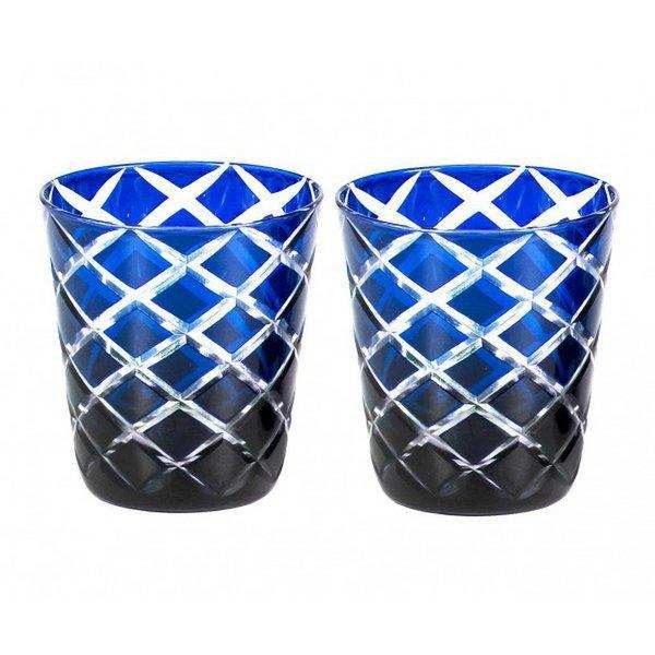 2er Set Kristallglas Gläser Becher Dio blau Rubin rot H 10 cm - HomeDesign Knaus