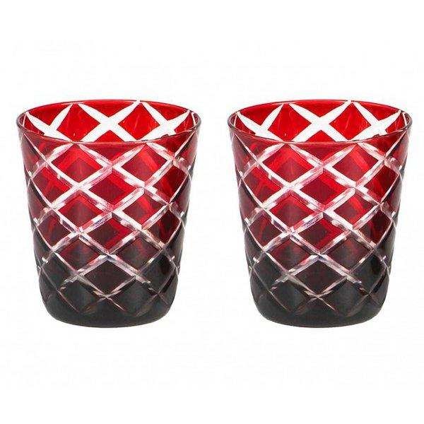 2er Set Kristallglas Gläser Becher Dio blau Rubin rot H 10 cm - HomeDesign Knaus
