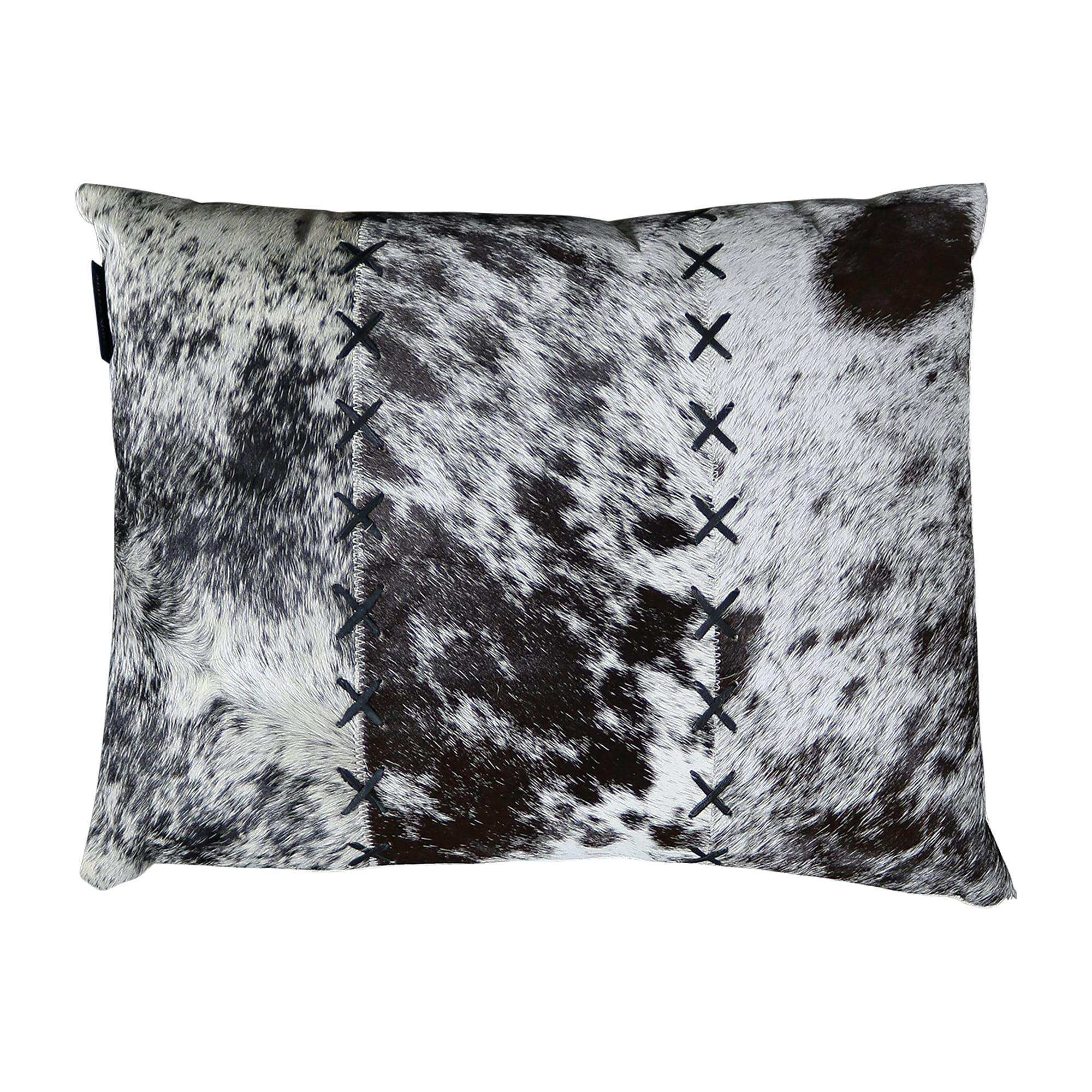 2er Set Kuhfell Echtfell Kissen Kuh schwarz Zierkissen 35x45cm - HomeDesign Knaus