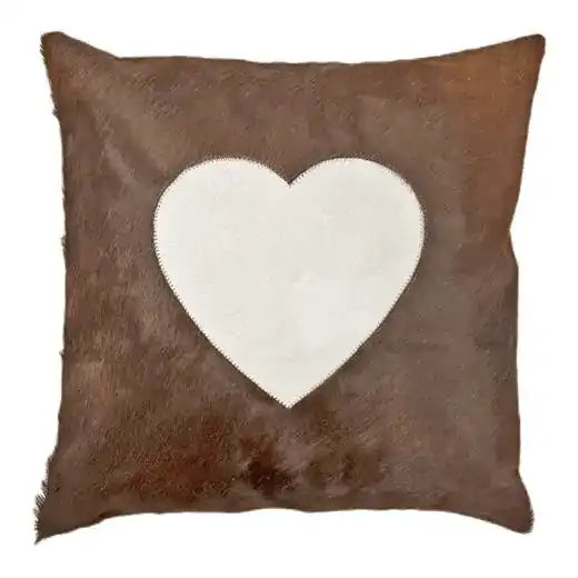 2er Set Kuhfell Kissen Herz Form Zierkissen 45x45 cm - HomeDesign Knaus