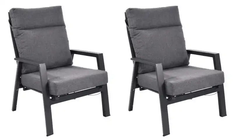 2er Set Loungesessel Gartensessel Aluminiumrahmen verstellbar - HomeDesign Knaus