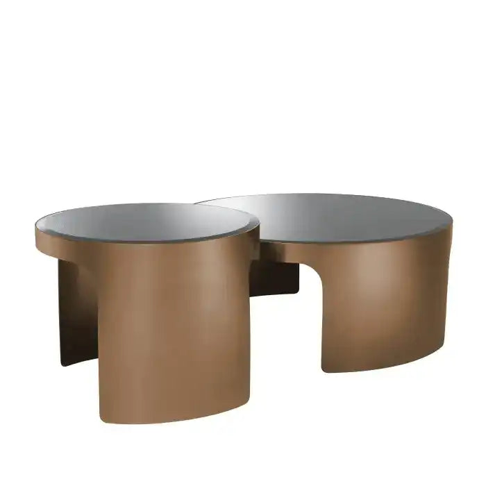 2er Set Piemonte Couchtisch Wohnzimmertisch Polierter Edelstah Panzerglas - HomeDesign Knaus