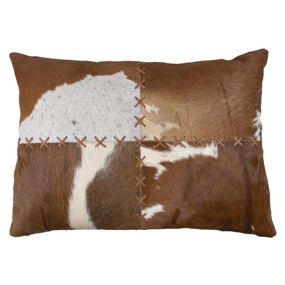 2er-Set Rindsleder Kuh Zierkissen Kissen braun/weiß 45x60cm - HomeDesign Knaus