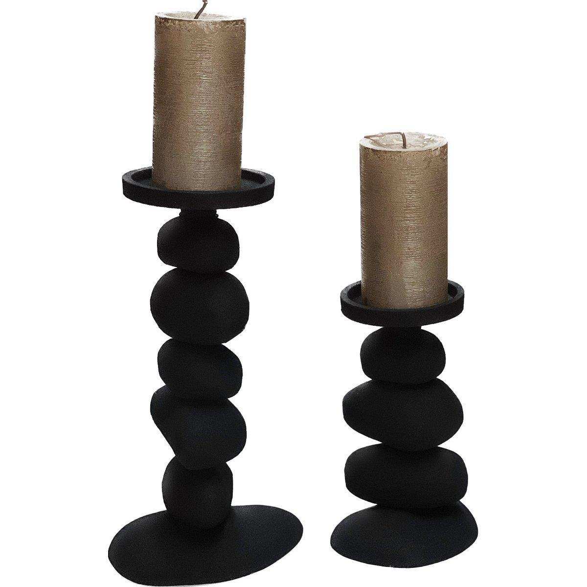 2er Set Stulpenkerzen Kerzenständer Carepa schwarz - HomeDesign Knaus