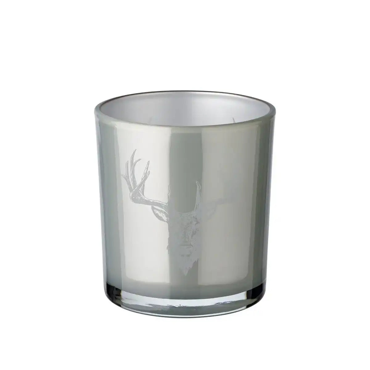 2er-Set Teelichtglas Eto (Höhe 8 cm, Ø 7 cm), grau, Windlicht mit Hirsch-Motiv - HomeDesign Knaus