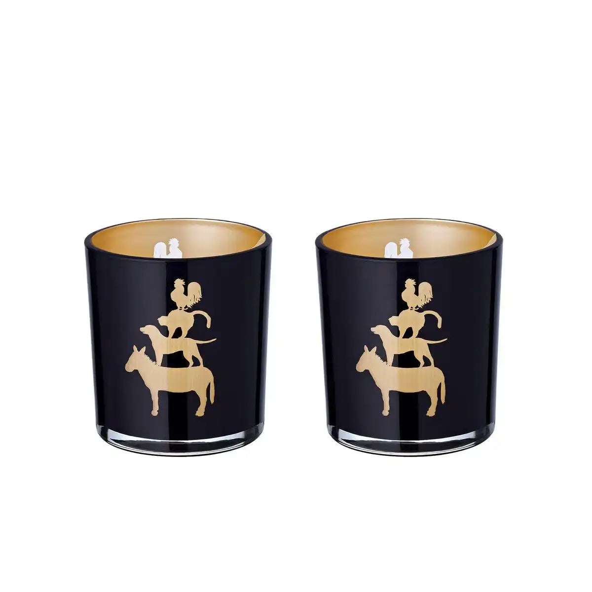 2er-Set Teelichtglas Stadtmusikanten (Höhe 8 cm), schwarz - HomeDesign Knaus