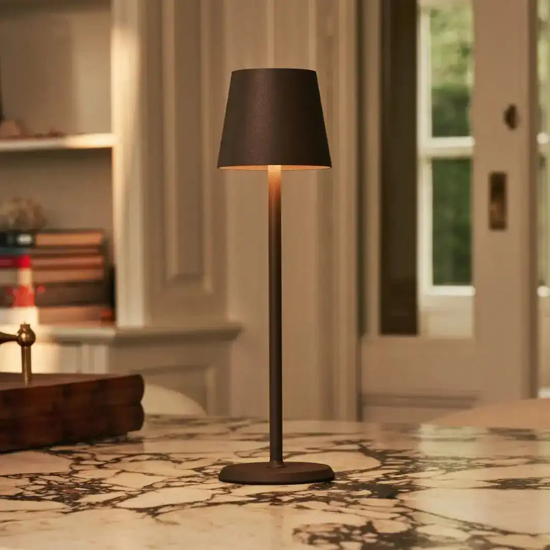 Jasper Mocha Brown - drahtlose Lampe mit Batterie -L -Metall, dimmbare und 3 Lichtstufen