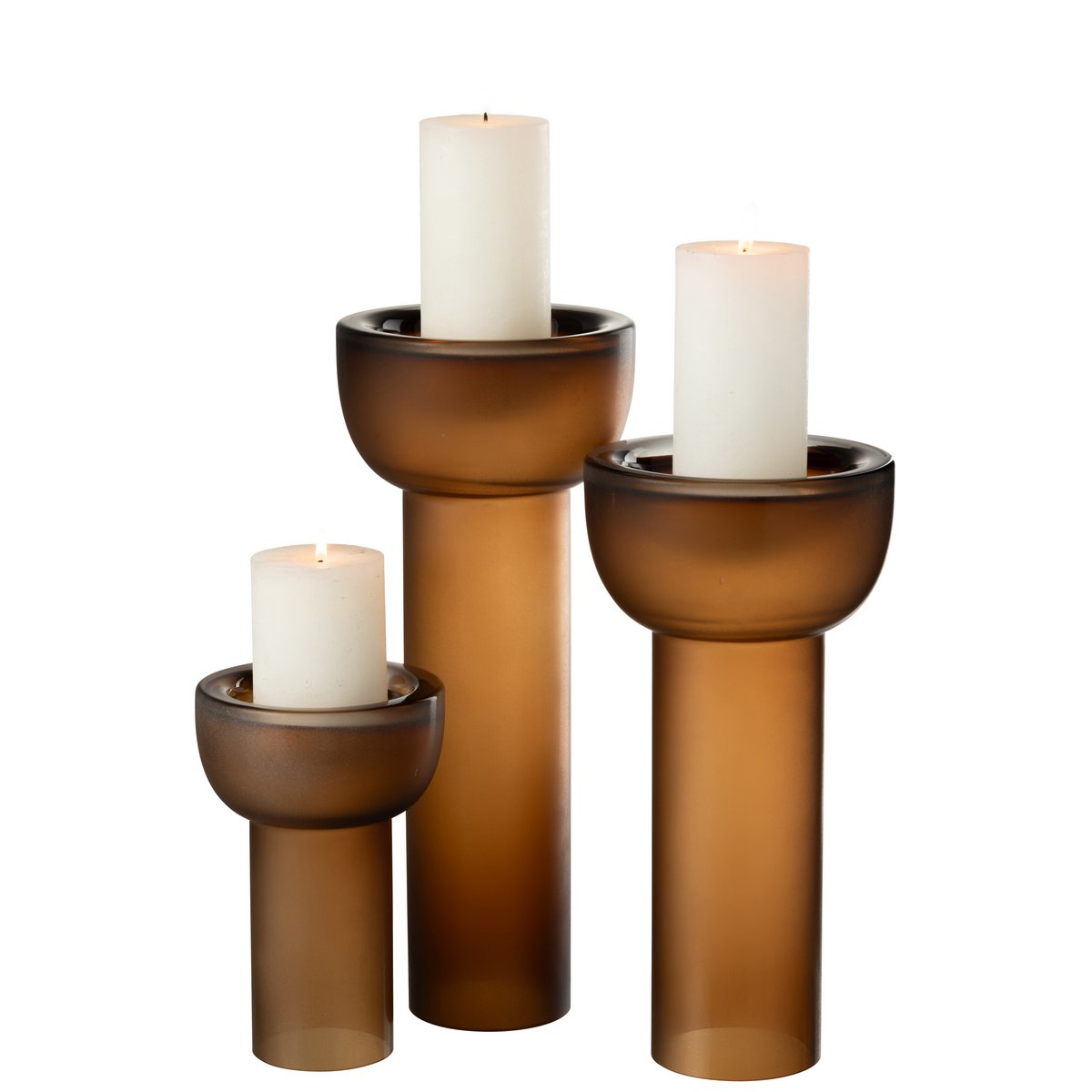 J -Line Vase/Candlestick Yoko - Glas - braun - groß - 38 cm hoch